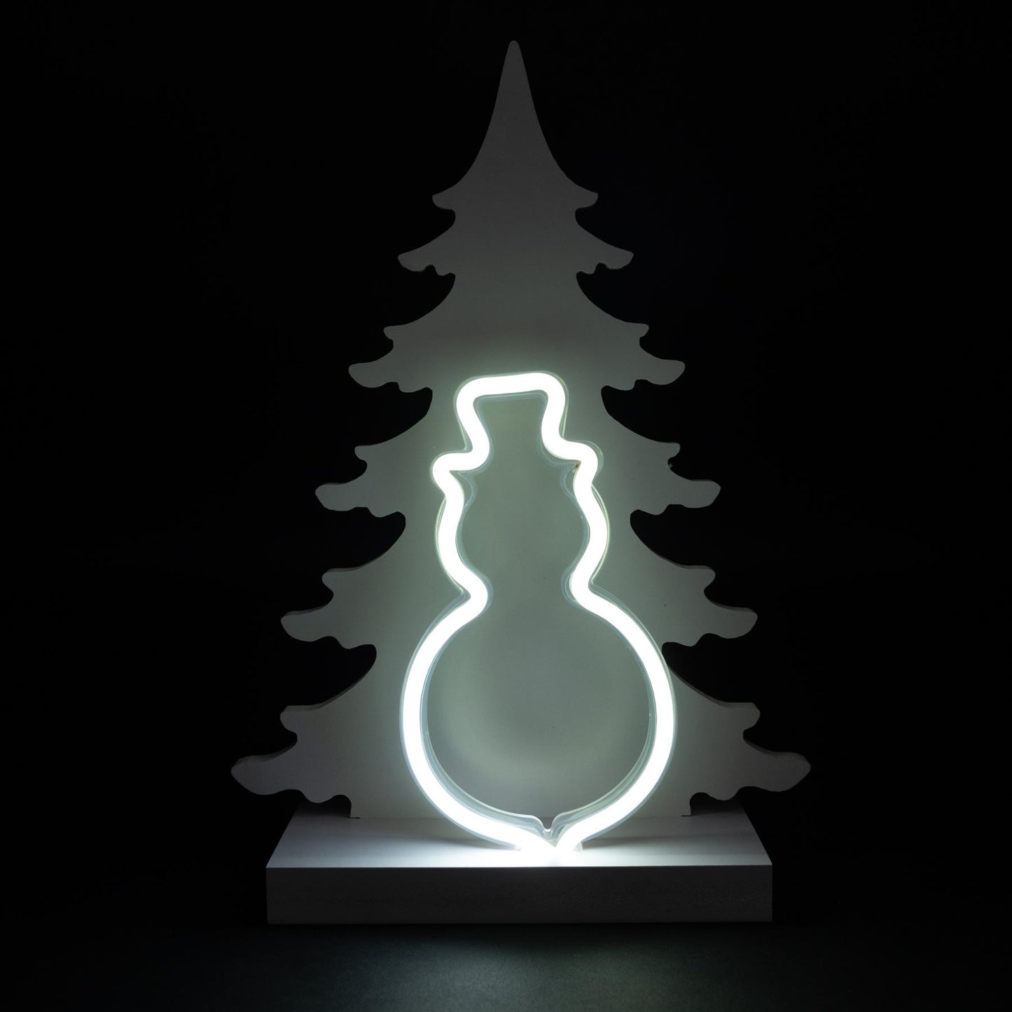 Wooden Neon Snowman Silhouette 40cm