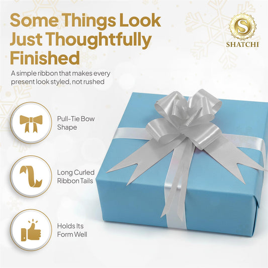 Shatchi 20pcs Silver 50mm/5cm Pull Bows Gift Wrap & Hampers