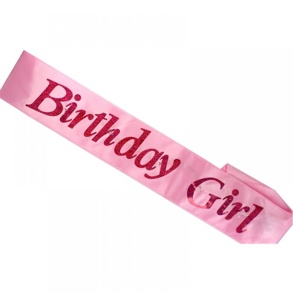 Shatchi "Birthday Girl" Flashing Pink Sash