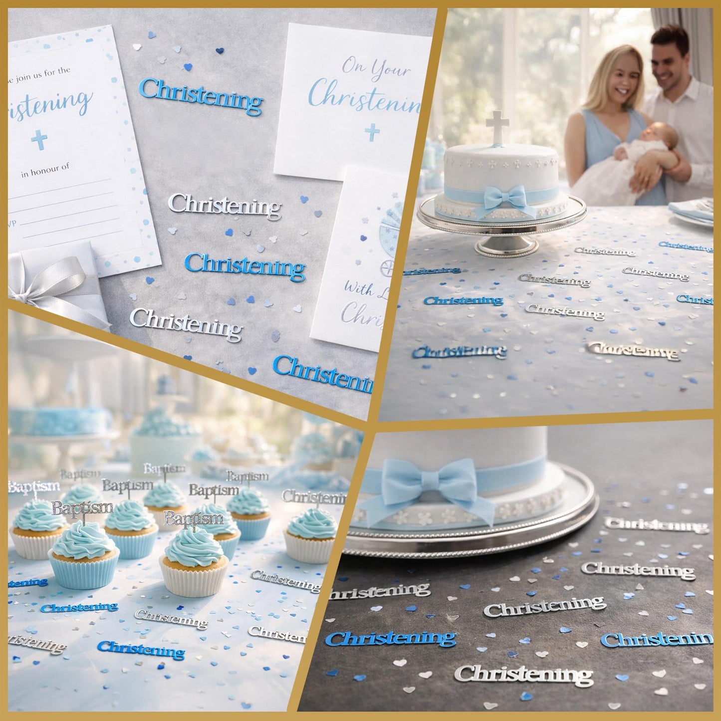 3 Packs of Blue Christening Confetti (14g)