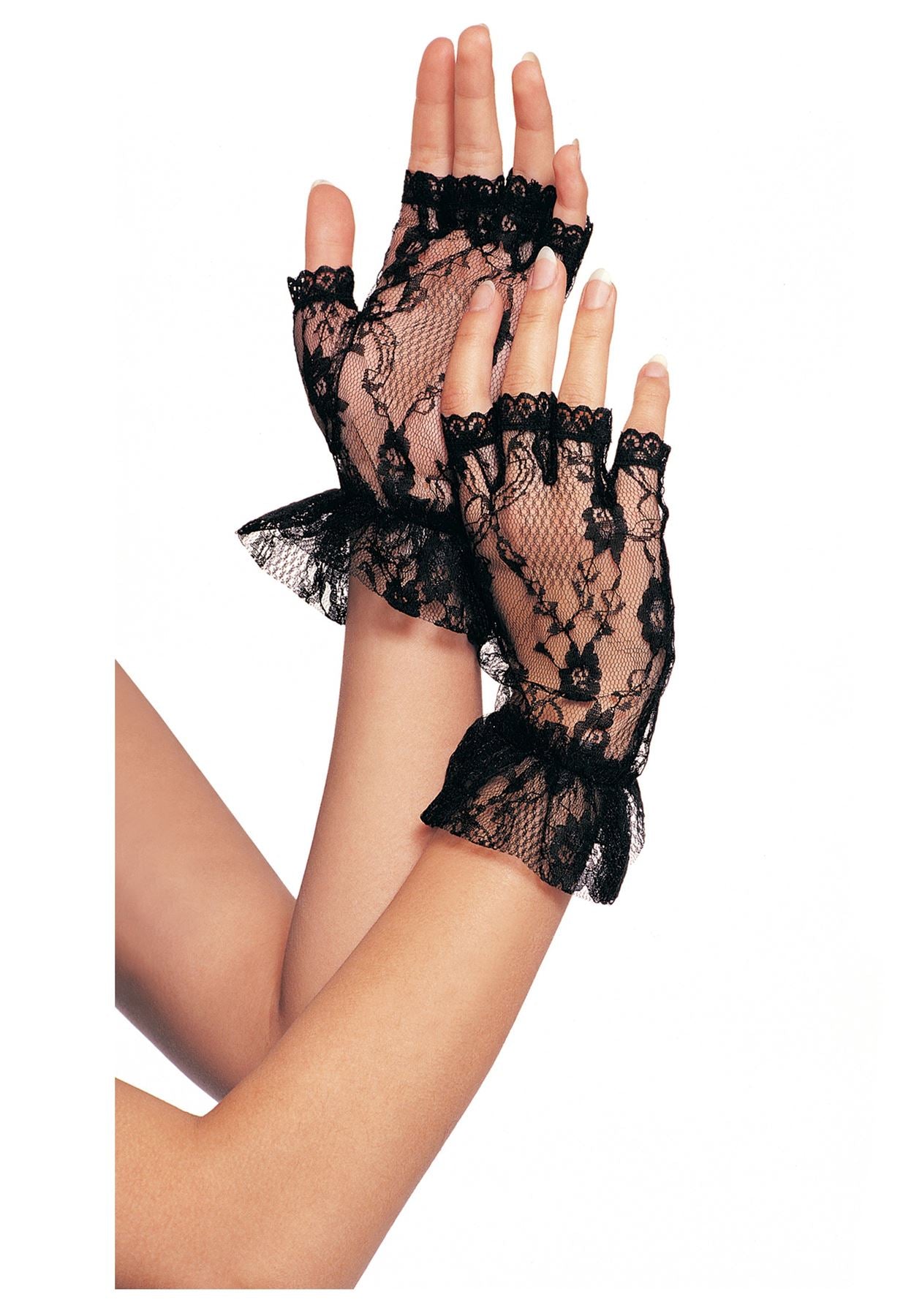 Black Lace Fingerless Gloves, Women�s Halloween Accessory