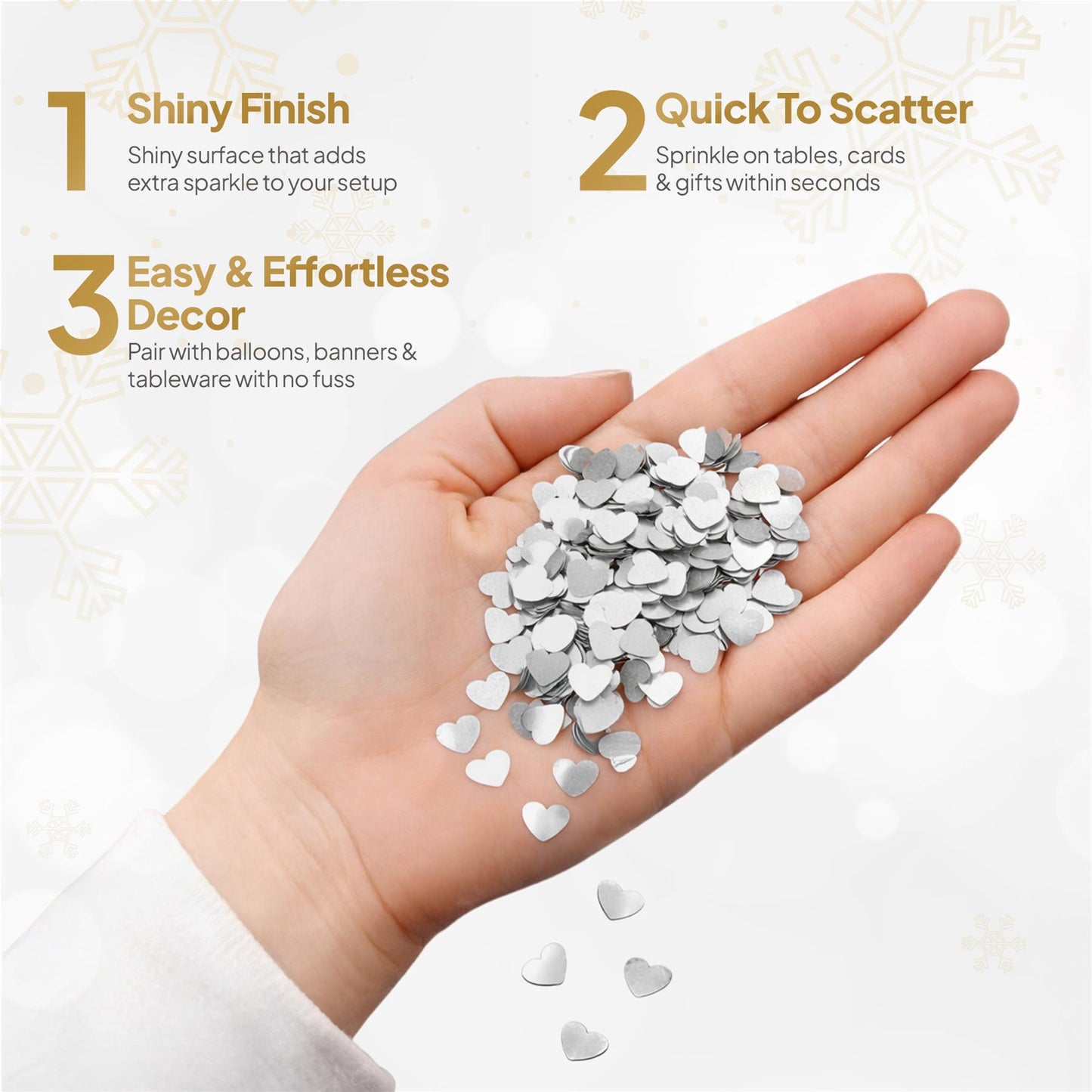 14g Silver Heart Shape Confetti