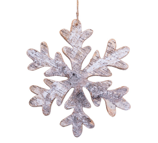 20cm Snowflake Shape Birch Bark Wooden Wall Hanging