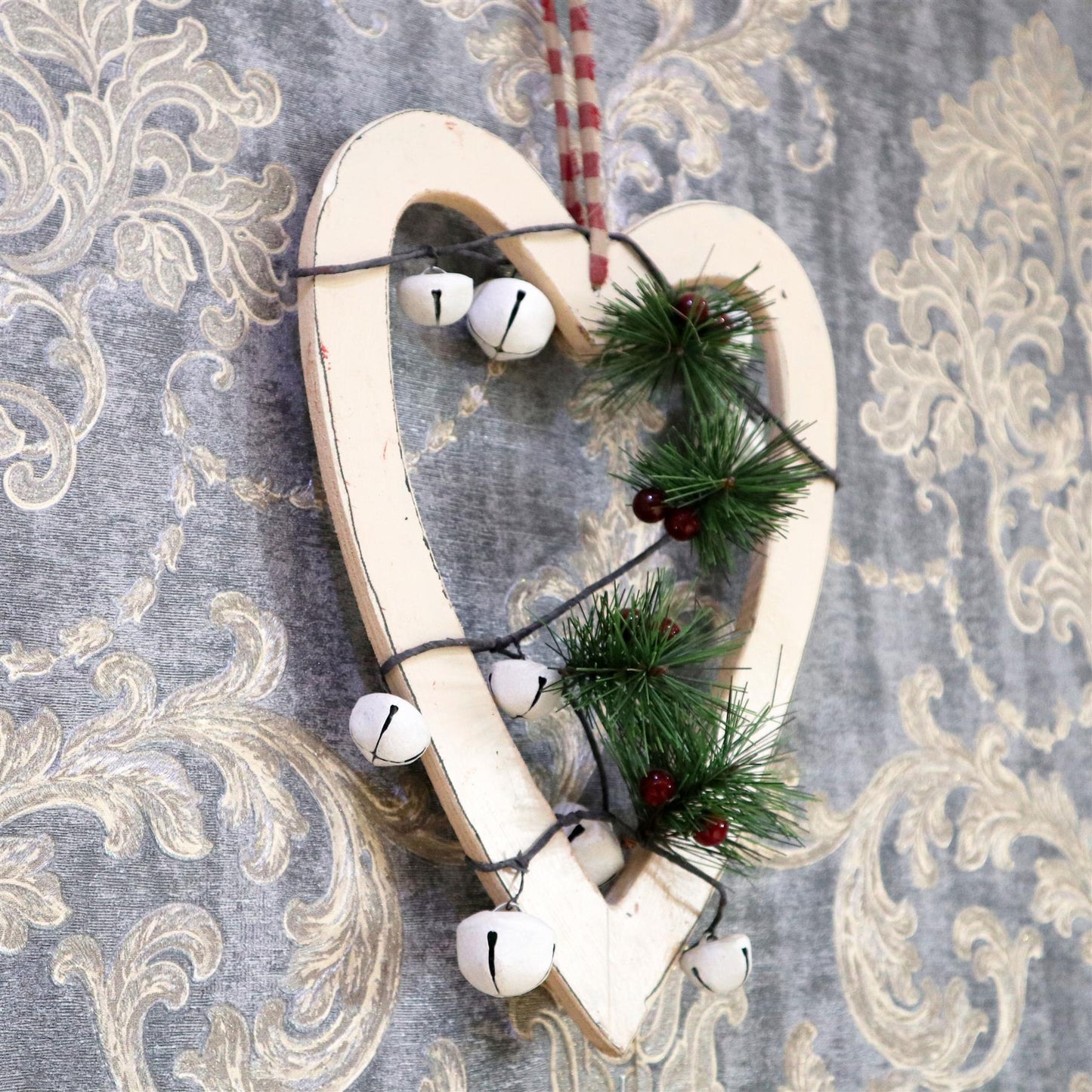 Cream Heart Hanging Decoration - 30cm