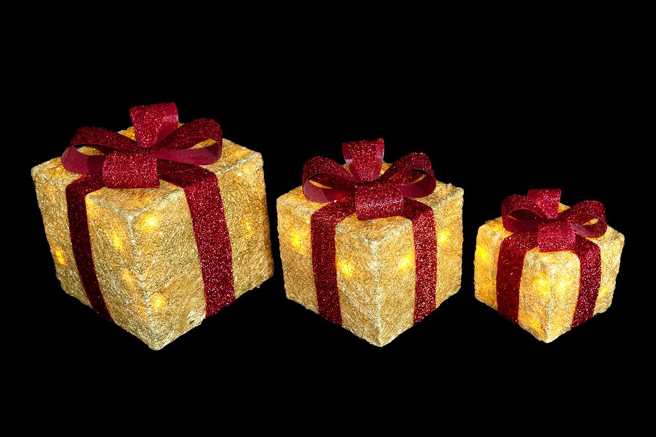 Gold Sisal Giftbox with 20 LEDs