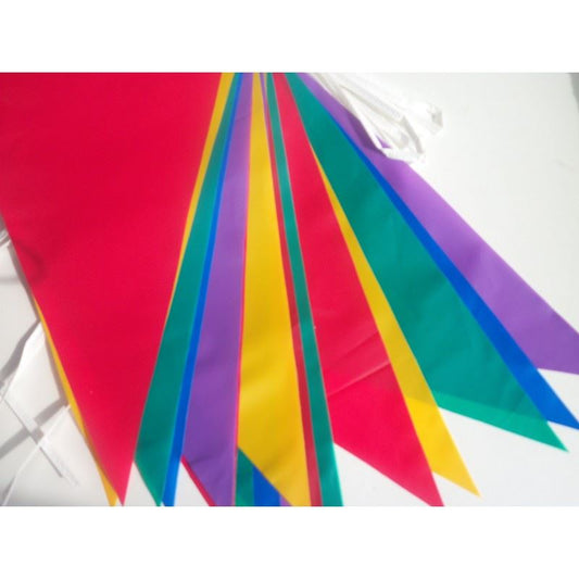 Multi Coloured PVC Bunting Banner - 10 Metre Long 20 Flags