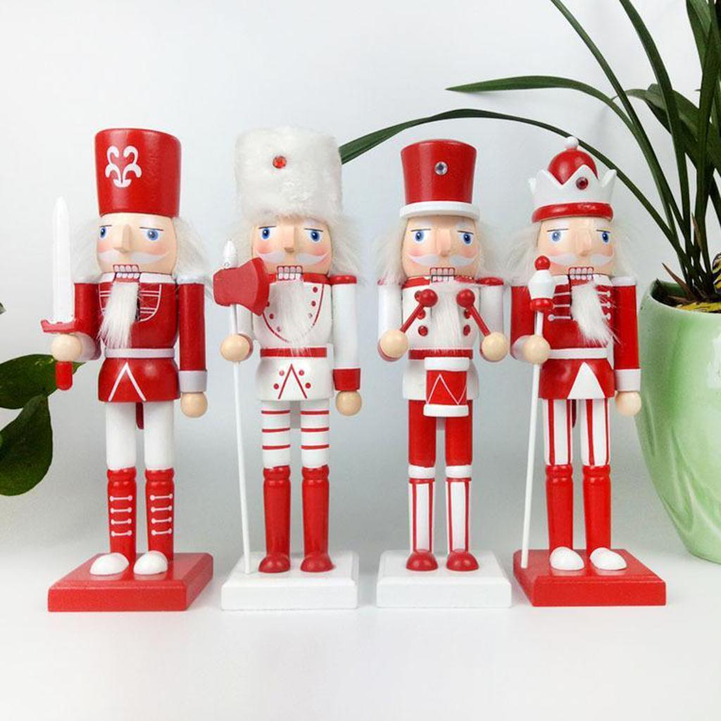 4 Red and White Nutcracker Figures (25cm)