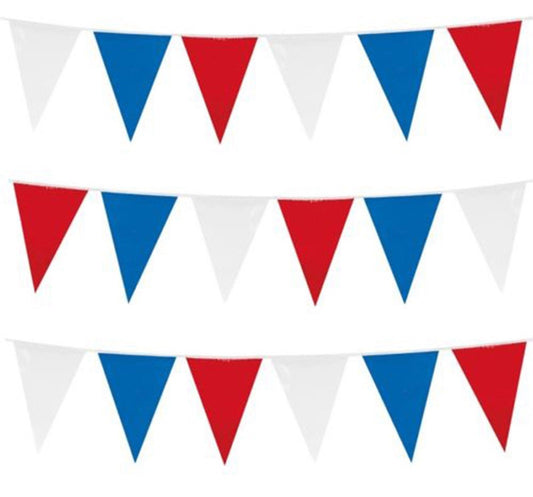 Red, White & Blue Bunting - 50 Flags Queen 90th Birthday Banner