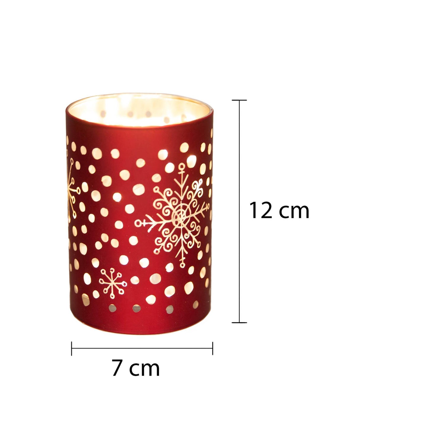 12cm LED Red Glass Vase (Snowfall)