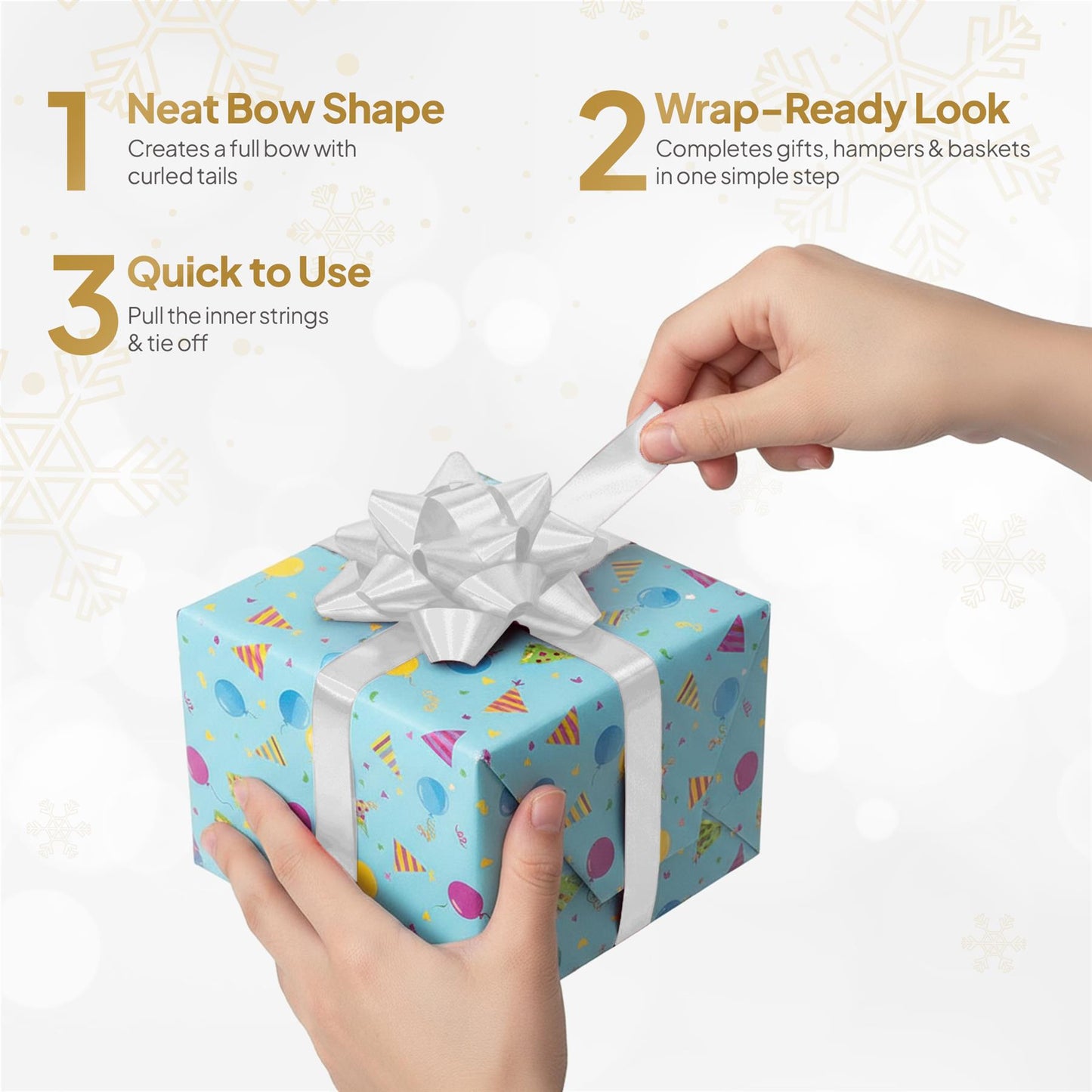 10 White Pullbows - 30mm