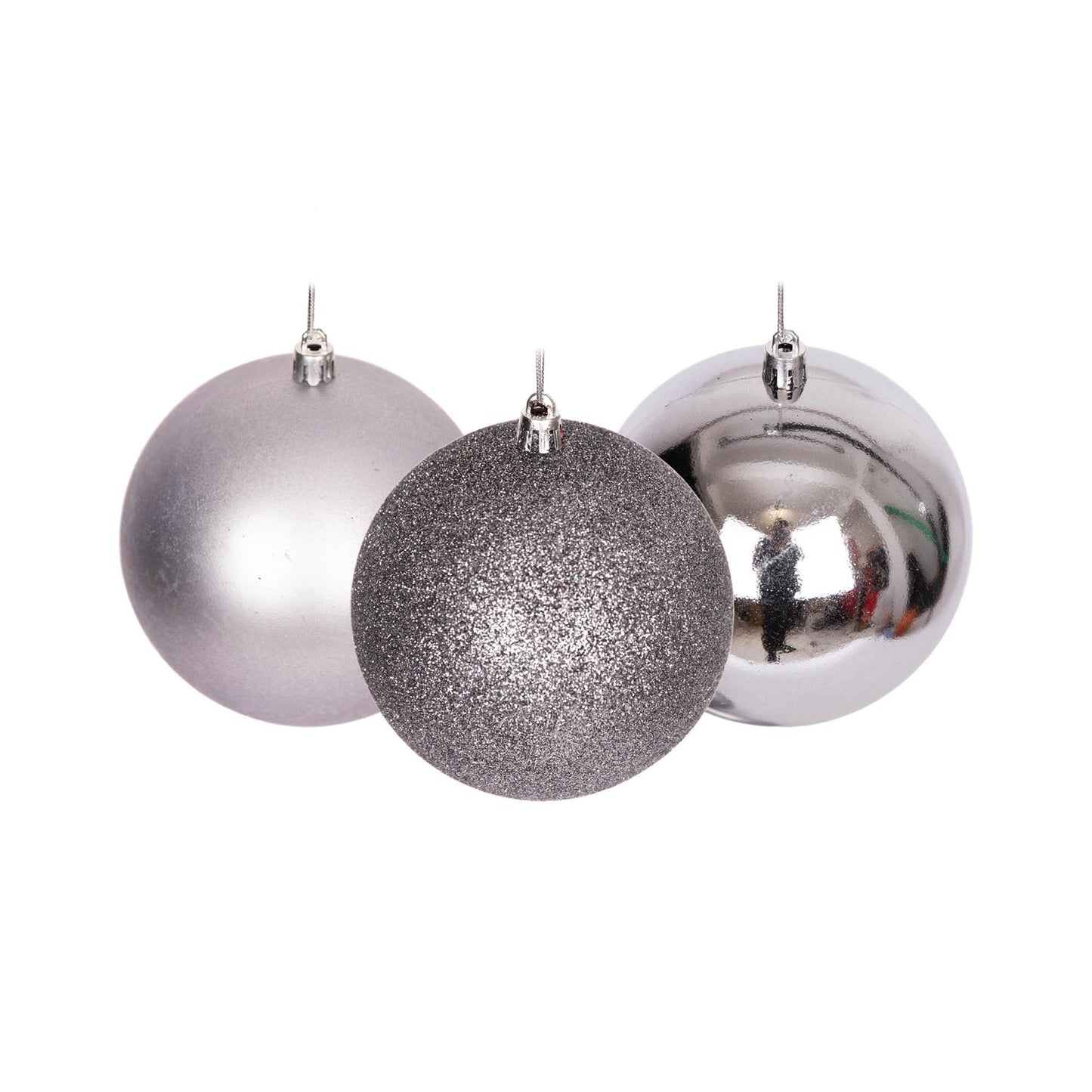 6 Pcs Set PVC Baubles Mid Grey 6cm