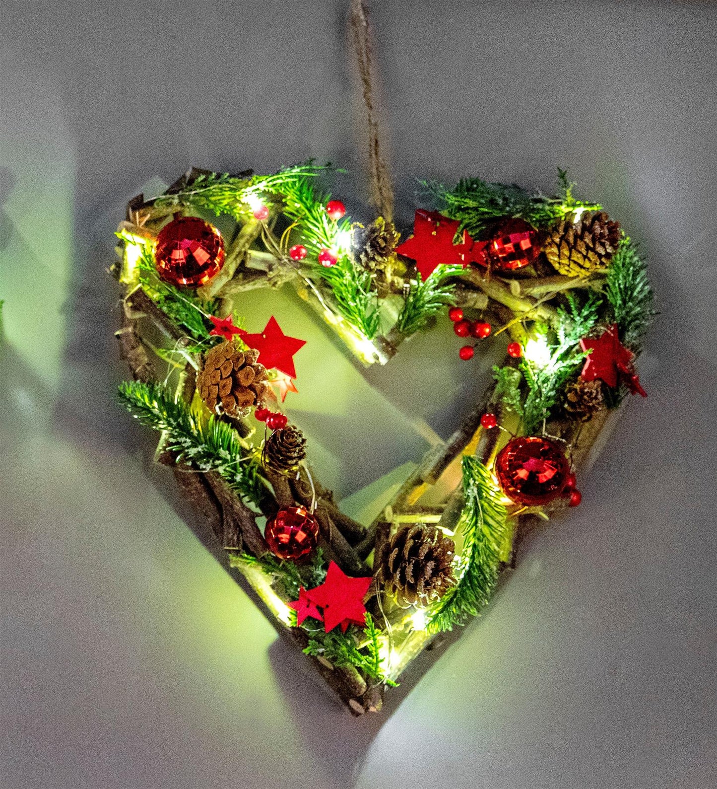 30cm LED Twig Hanging Heart