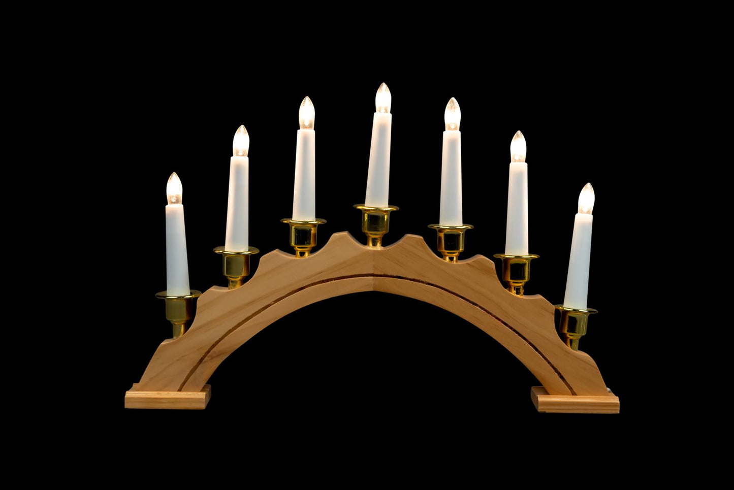 Christmas Wooden Arc Candle Bridge Light - 7 Bulbs, 39x27cm