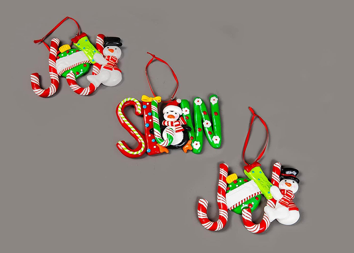 12pcs Ceramic Candy Cane - Joy, Noel, Snow