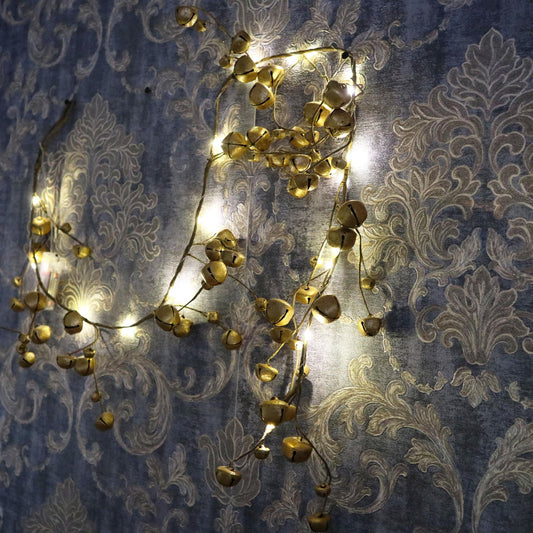 Golden Bells Garland with 20 LEDs - 150cm