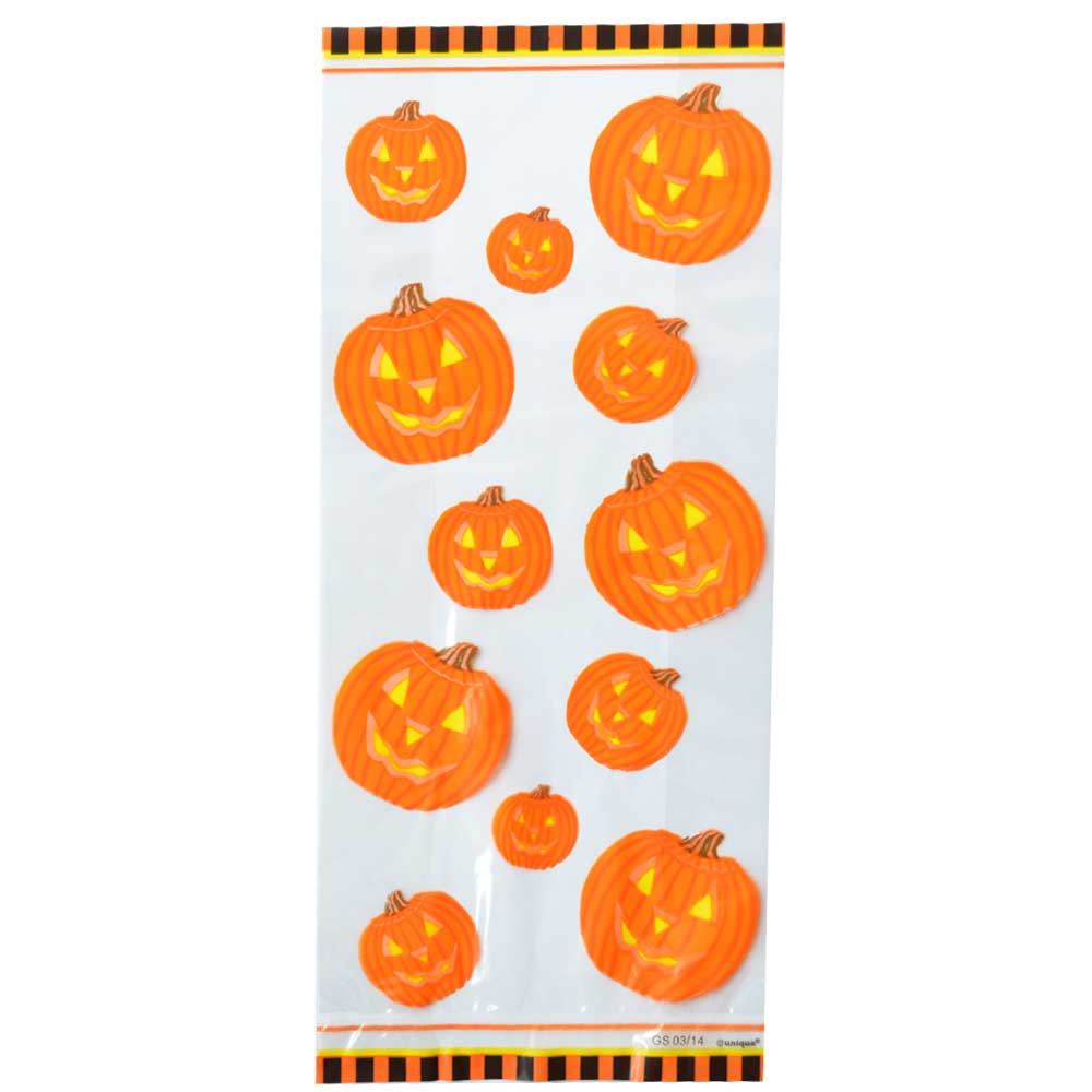 20 Halloween Pumpkin Cellophane Bags