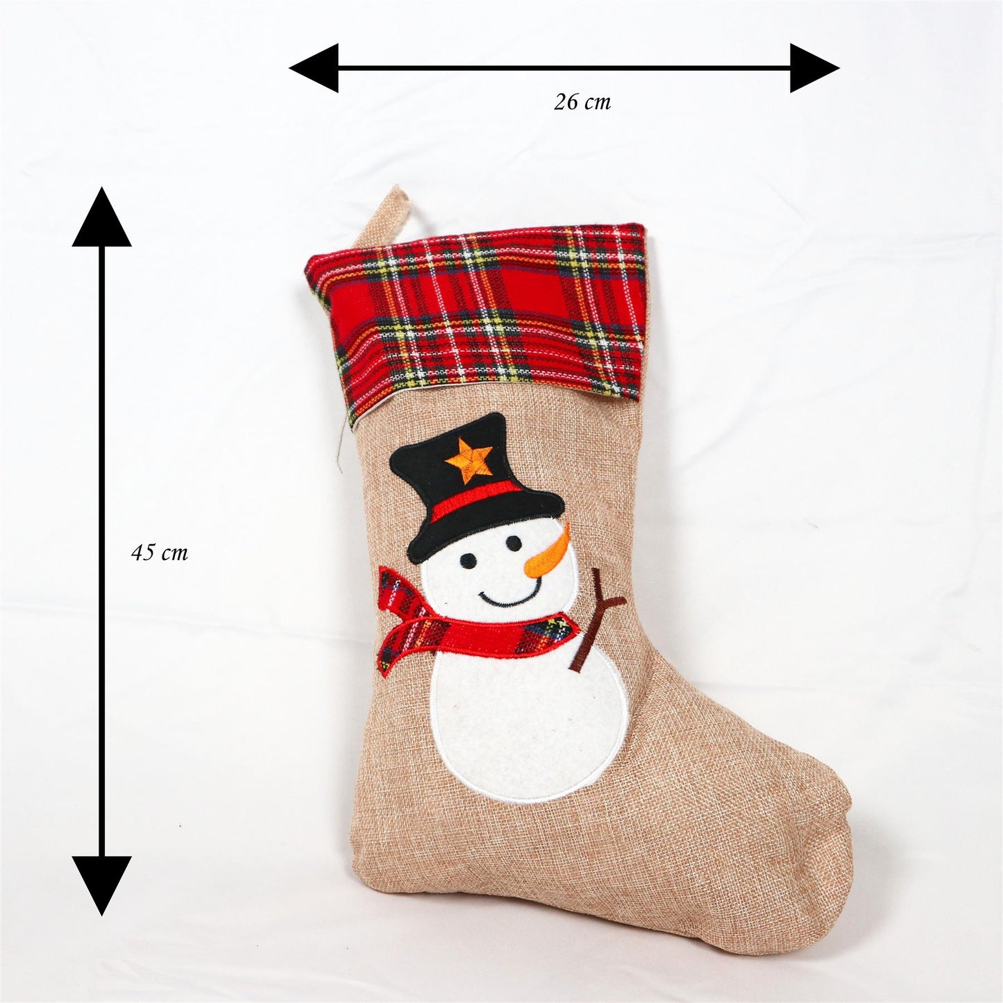 Christmas Stocking Snowman 26x45cm