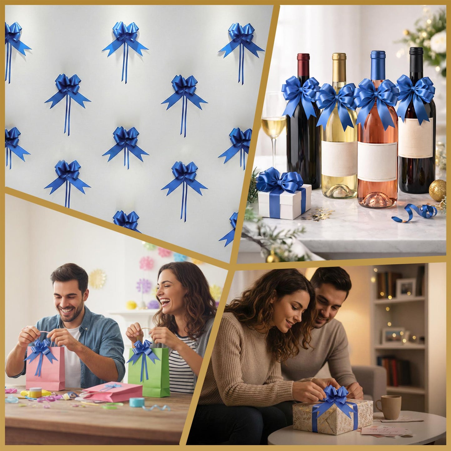 Shatchi 60pcs Navy Blue 50mm/5cm Pull Bows Gift Wrap & Hampers
