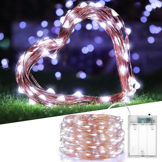 2 Sets of 100 White Micro Rice LED Battery Fairy String Lights 10m