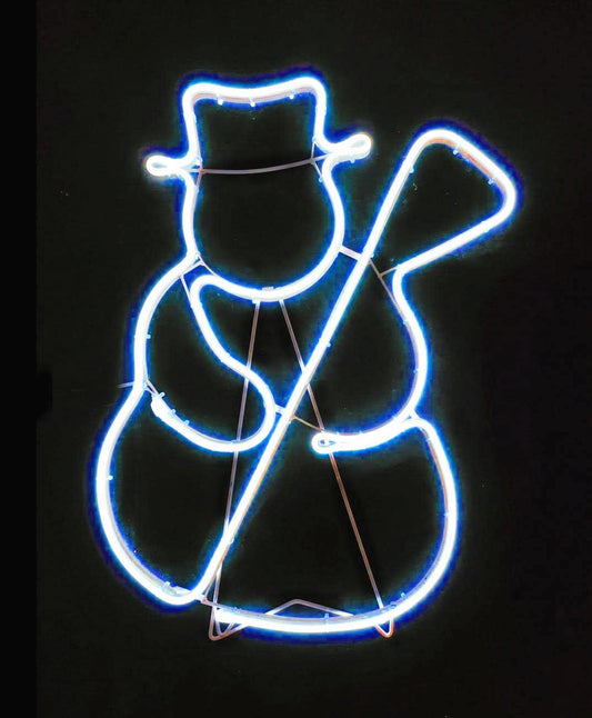 Snowman Rope Light Silhouette - Blue, 53 x 36cm