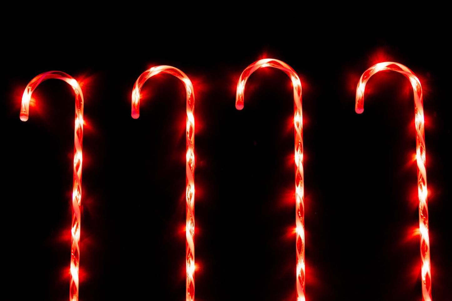 Set of 4 LED Candy Cane Stake Red & White Stripes - 72cm