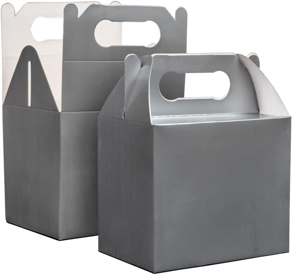 20 x Silver Kids Party Lunch Boxes