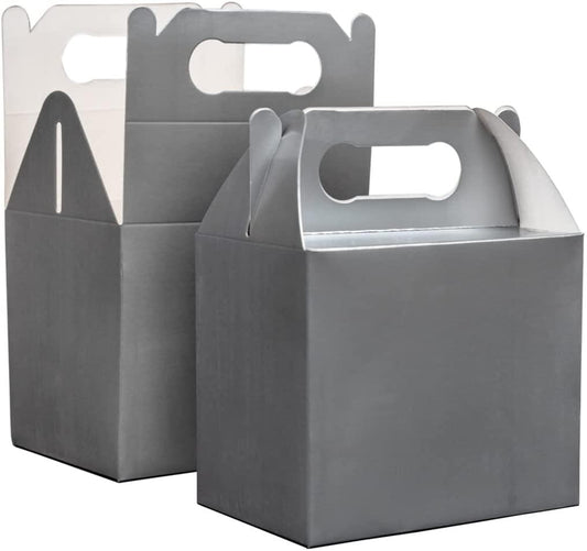 20 x Silver Kids Party Lunch Boxes