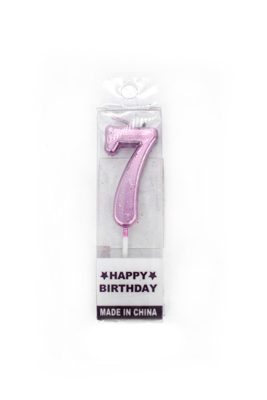 Pink Number 7 Candle