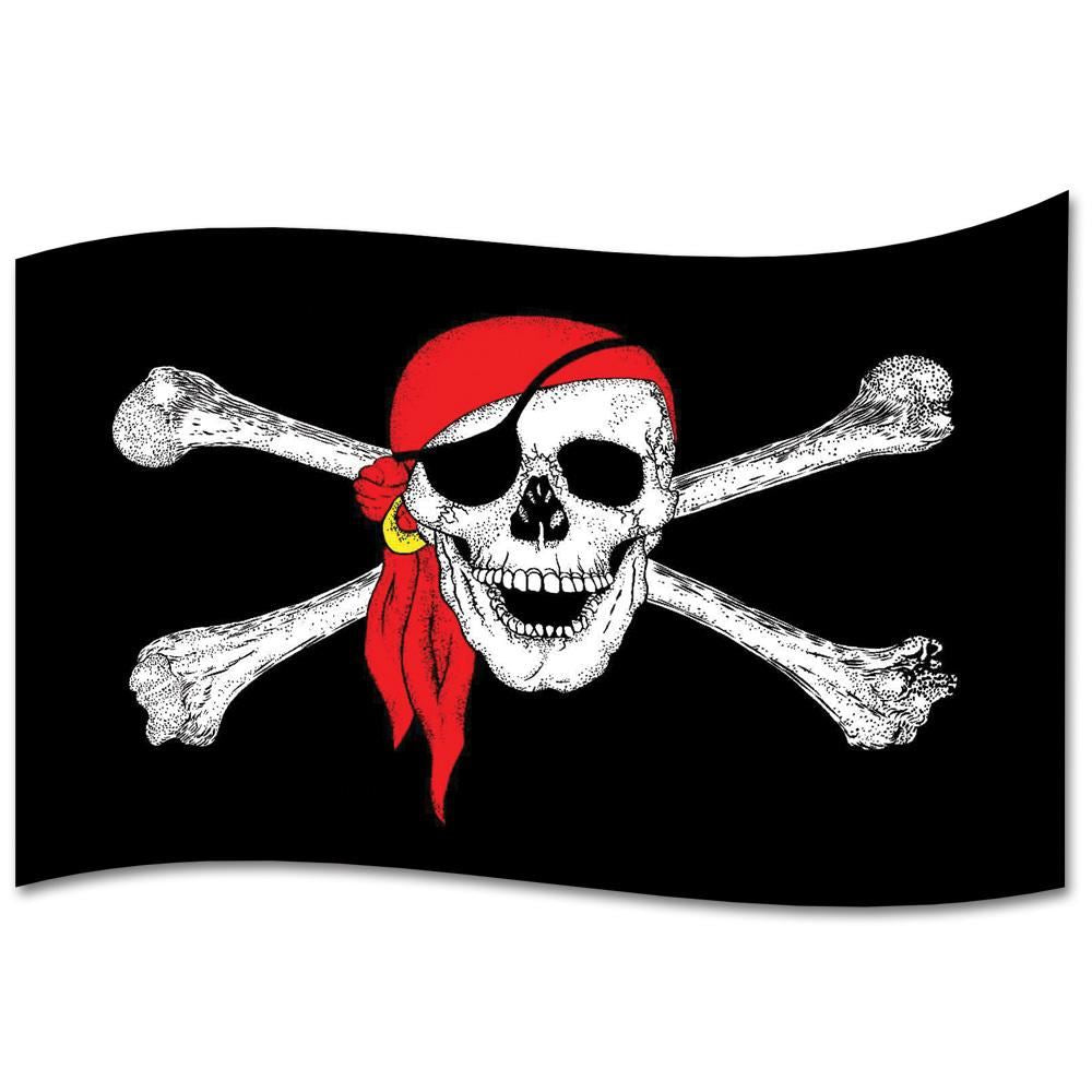 Jolly Roger Pirate Red Scarf Flag - 5x3ft