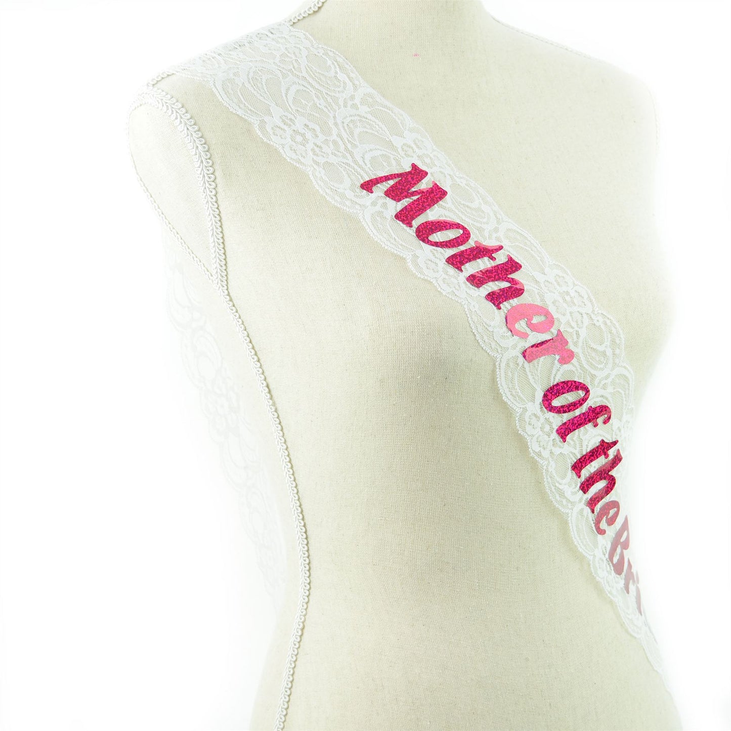 Shatchi Mother of the Bride Sash White Lace