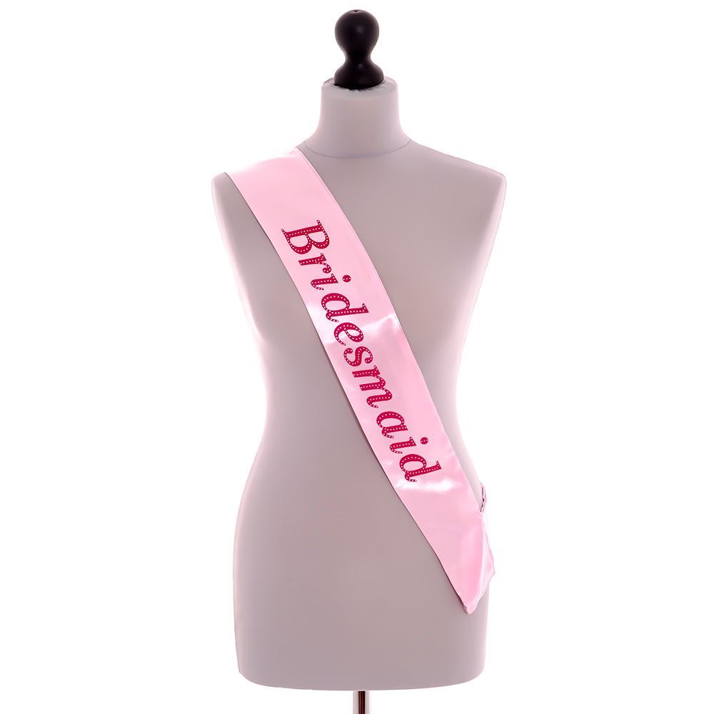 12 x Shatchi Bridesmaid Pink Sash