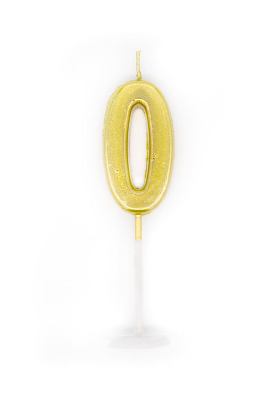 Gold 0 Number Candle