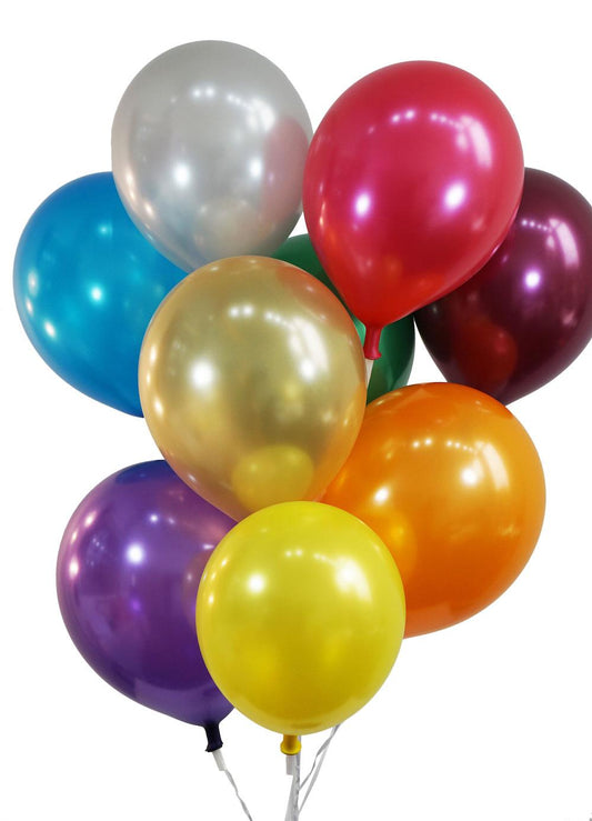 Pack of 100 Metallic Assorted Colour Balloons - 12 Inch