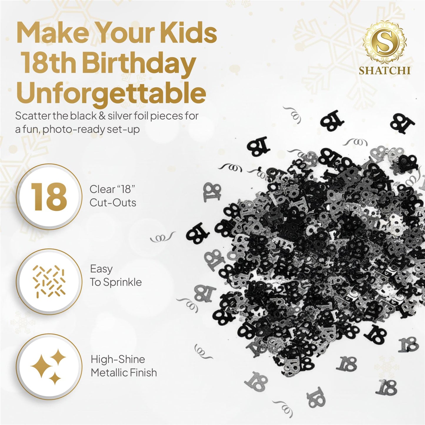 1 Pk 18th Confetti Black & Silver 14g