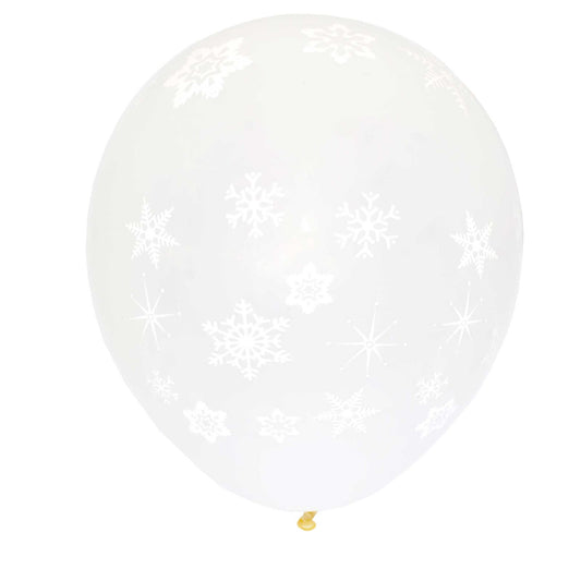 10 Pieces of 12" Clear Snowflakes & Sparkles Balloons