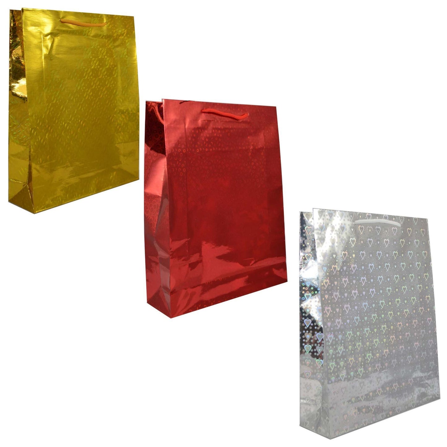 4 Assorted Large Holographic Decorative Paper Gift Bags