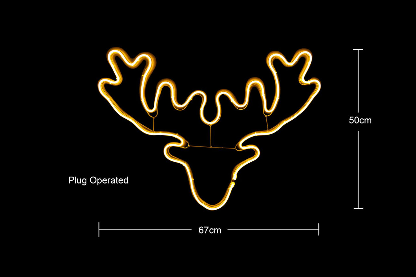 Stag Head Rope Light Silhouette (Warm White) 46 x 65cm