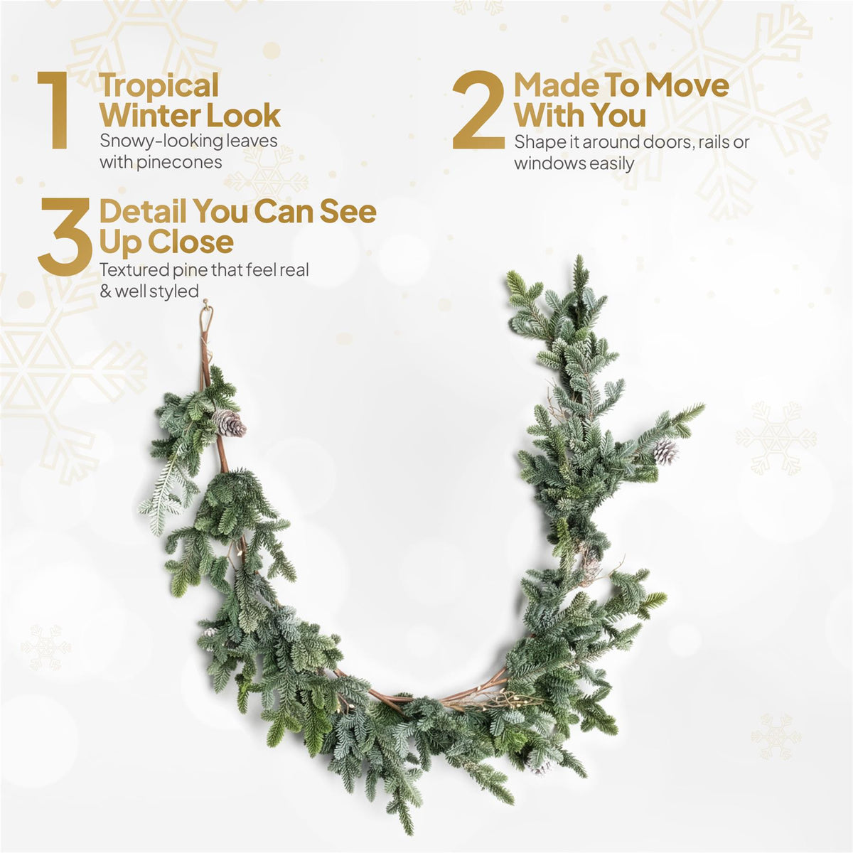 180CM CYPRESS PINE WITH PINE CONES GARLAND