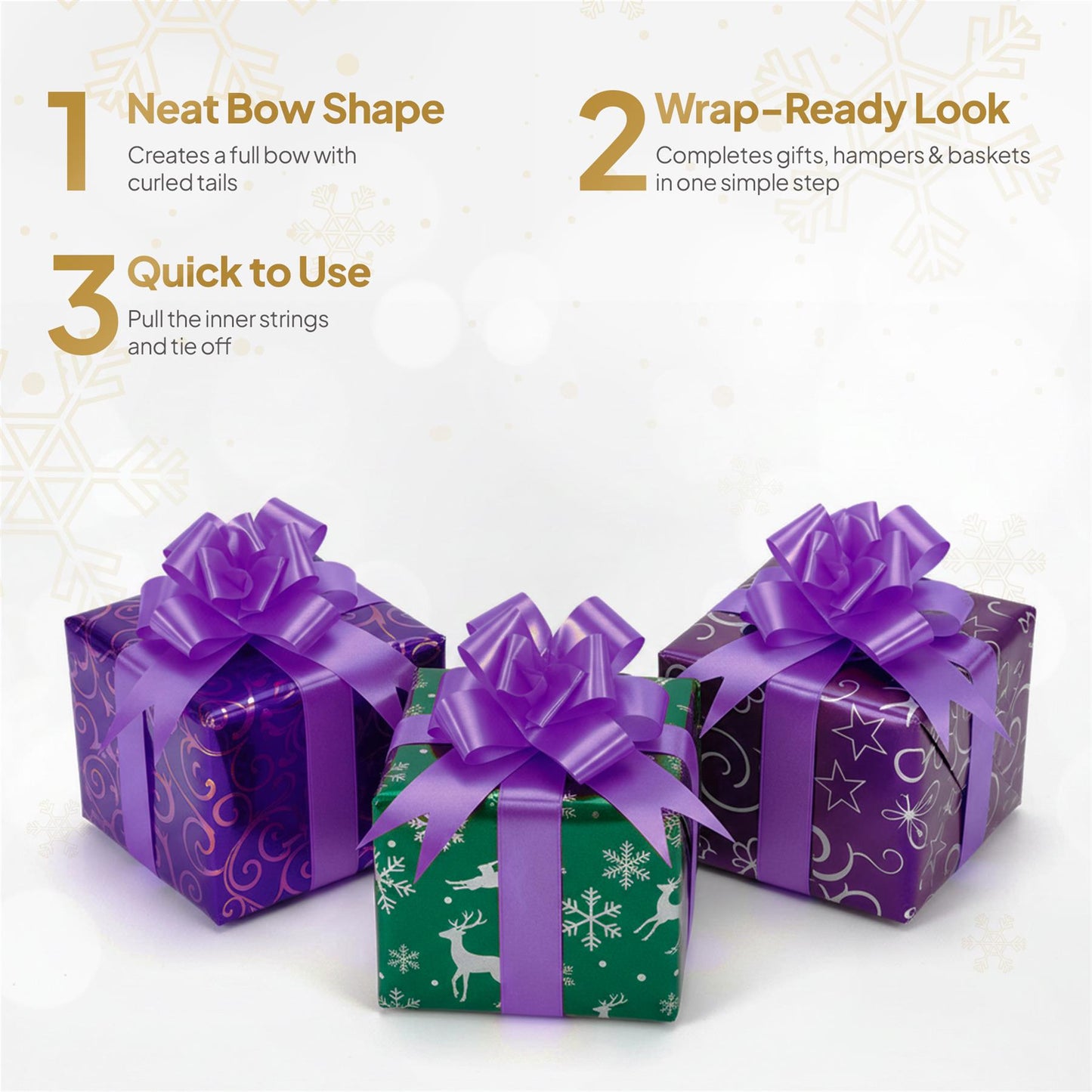 Shatchi 40pcs Purple 30mm/3cm Pull Bows Gift Wrap & Hampers