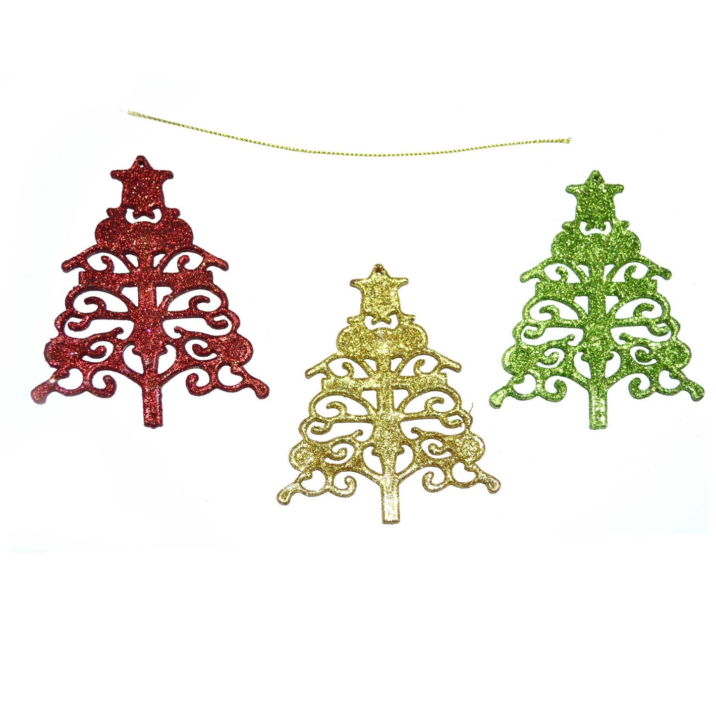 3Pcs Glitter Tree Shaped Christmas Decorations