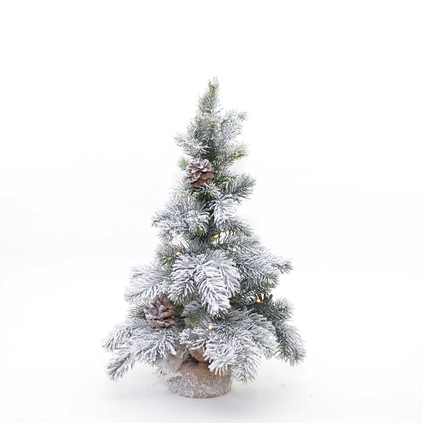 50cm Pre-Lit Novelty Christmas Tree with Frosted Tips and Pine Cones