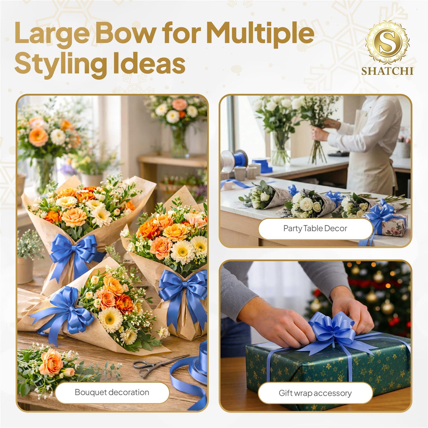 Shatchi 40pcs Navy Blue 30mm/3cm Pull Bows Gift Wrap & Hampers