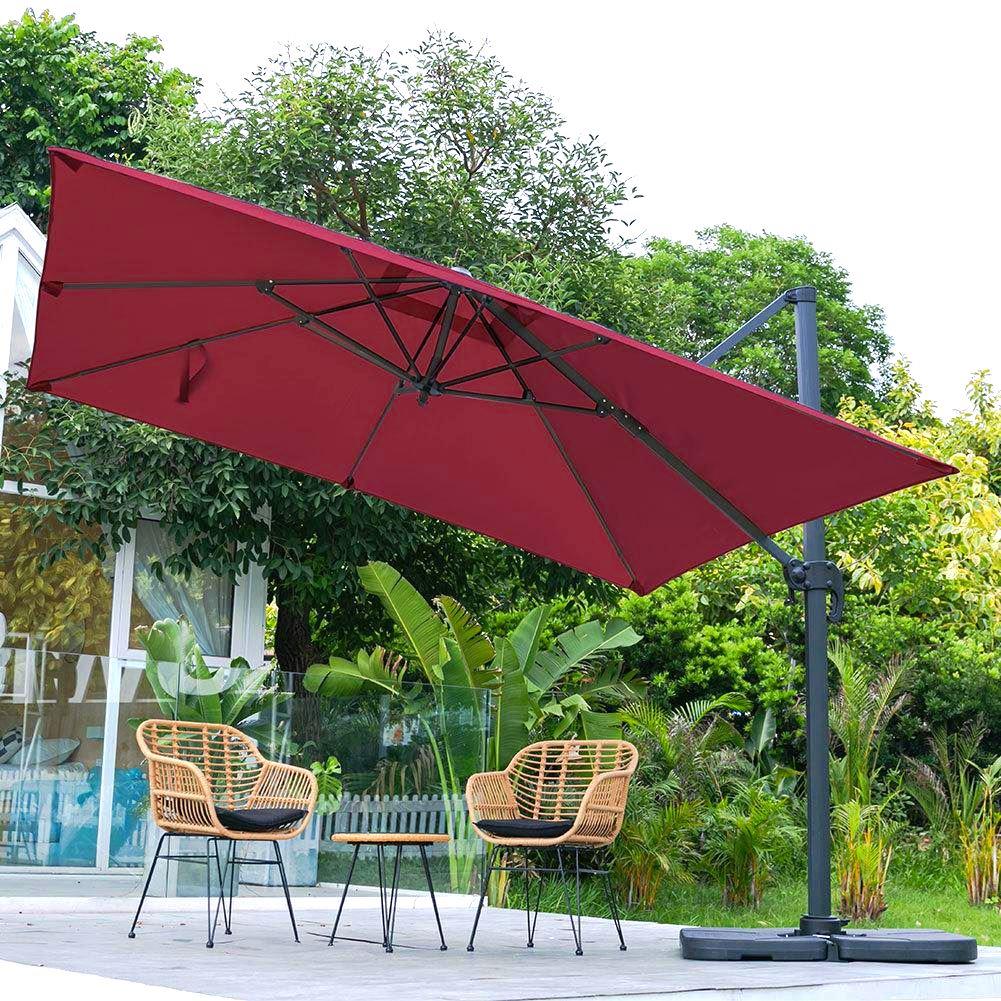 Burgundy Parasol Square Umbrella, 264x40x16cm