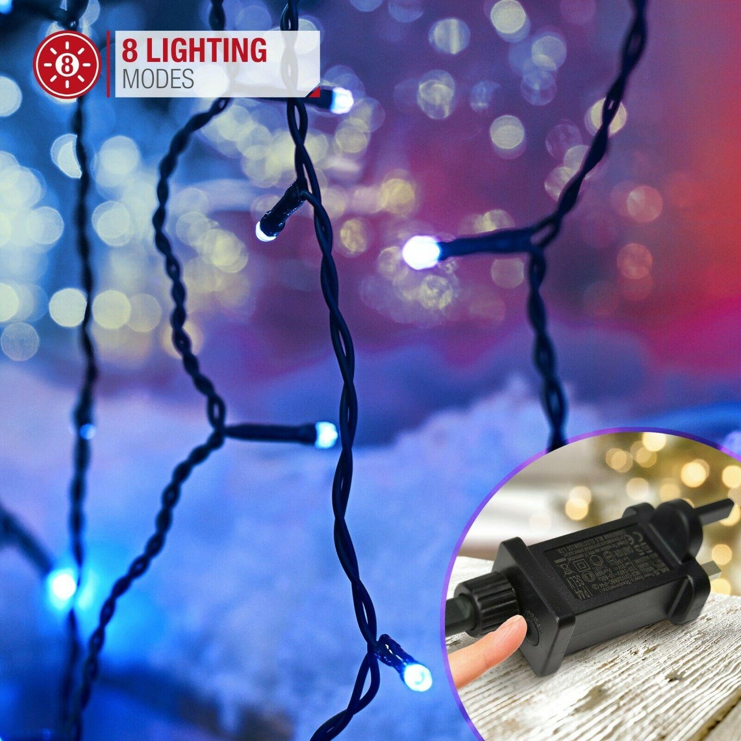 240 Cool White LED Icicle Lights