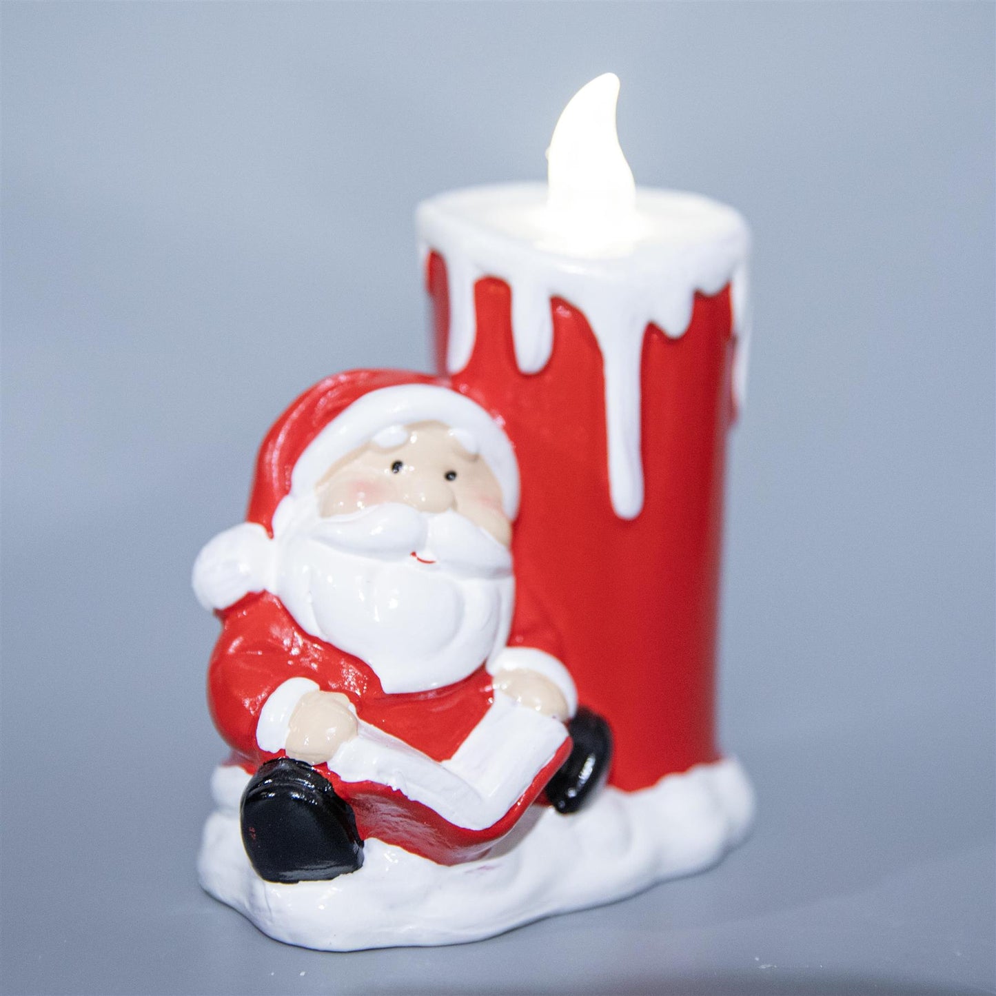 2 Pcs Assorted Santa & Snowman Resin Christmas Flameless LED Candles - Battery Operated 11.76.514.2cm