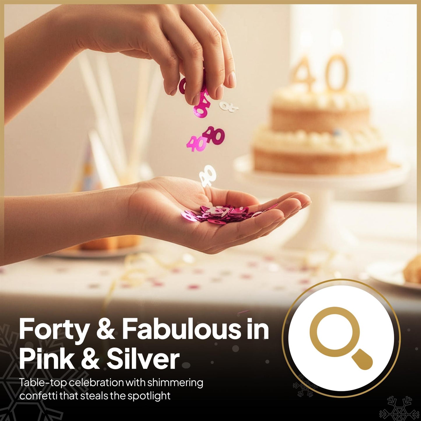 Shatchi 14g 40th Happy Birthday Pink & Silver Party Confetti