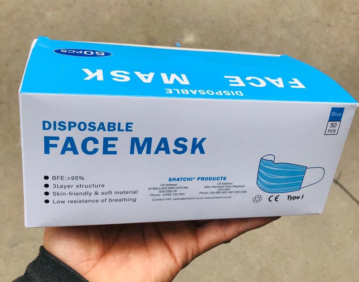 10 x Disposable Face Mask 3 Ply Respirator