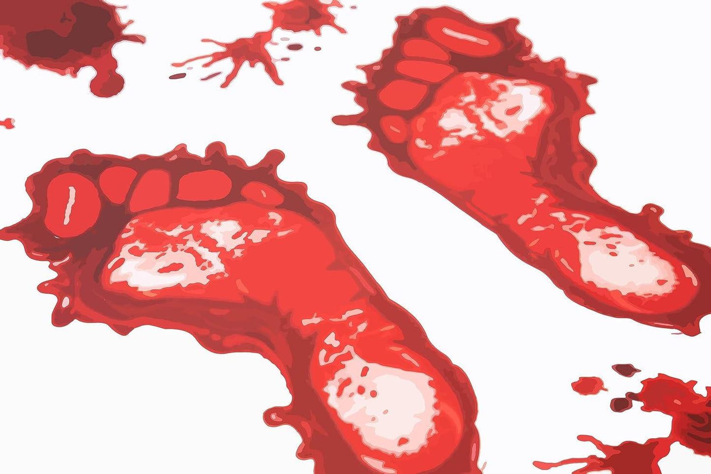 4 Bloody Footprint Stickers