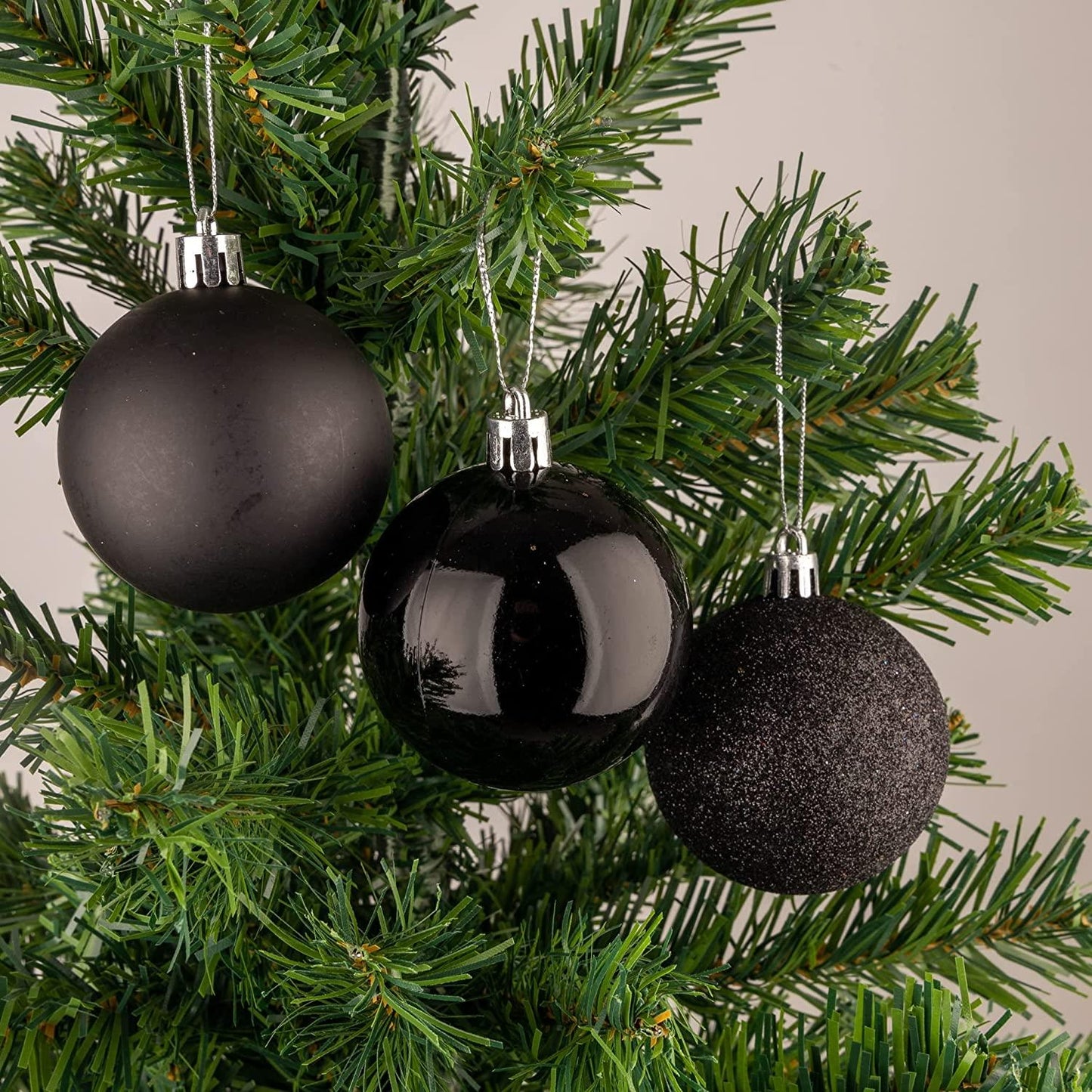 18 Black Baubles - 6cm