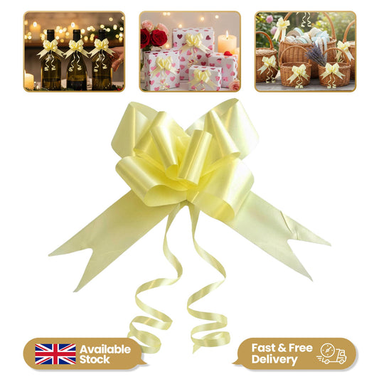 10 Light Yellow Pull Bows 30mm